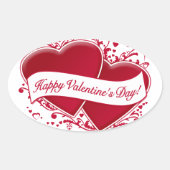 Gelukkige Valentijnsdag! Rode Harten Ovale Sticker (Voorkant)