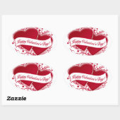 Gelukkige Valentijnsdag! Rode Harten Ovale Sticker (Vel)