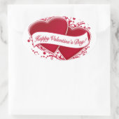 Gelukkige Valentijnsdag! Rode Harten Ovale Sticker (Tas)