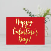 Gelukkige Valentijnsdag rode moderne script typogr Folie Feestdagenkaart (Staand Voorkant)
