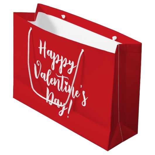 Gelukkige Valentijnsdag rode moderne script typogr Groot Cadeauzakje (Voorkant Gekanteld)