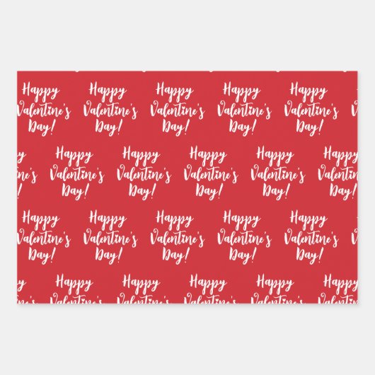 Gelukkige Valentijnsdag rode moderne script typogr Inpakpapier Vel (Voorkant)