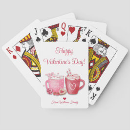 Gelukkige Valentijnsdag, rode roze warme chocolade Pokerkaarten