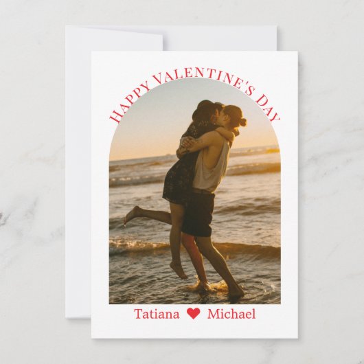 Gelukkige Valentijnsdag rode script boog foto Feestdagenkaart (Voorkant)
