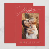 Gelukkige Valentijnsdag rode Valentijn kaart (Voorkant / Achterkant)