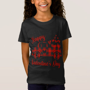 Gelukkige Valentijnsdag Rode Vrachtwagen Hart Lief T-shirt