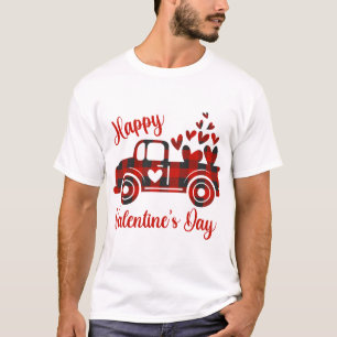 Gelukkige Valentijnsdag Rode Vrachtwagen Hart Lief T-shirt