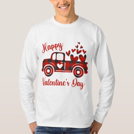 Gelukkige Valentijnsdag Rode Vrachtwagen Hart Lief T-shirt (Voorkant)