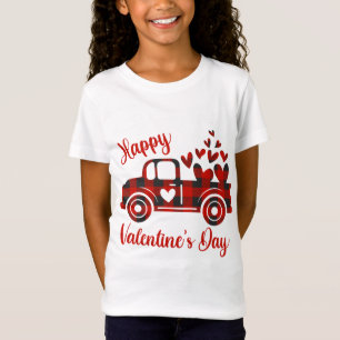 Gelukkige Valentijnsdag Rode Vrachtwagen Hart Lief T-shirt