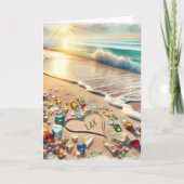 Gelukkige Valentijnsdag | Romantisch Ocean Zee Gla Kaart (Voorkant)