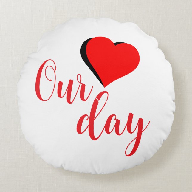 Gelukkige Valentijnsdag Rond Kussen (Voorkant)