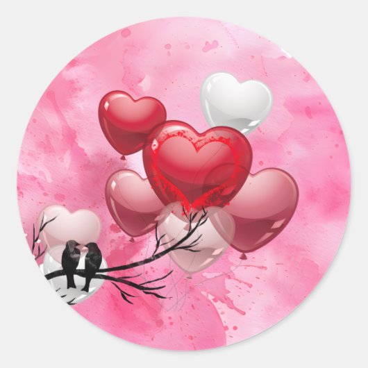 Gelukkige Valentijnsdag Ronde Sticker (Voorkant)