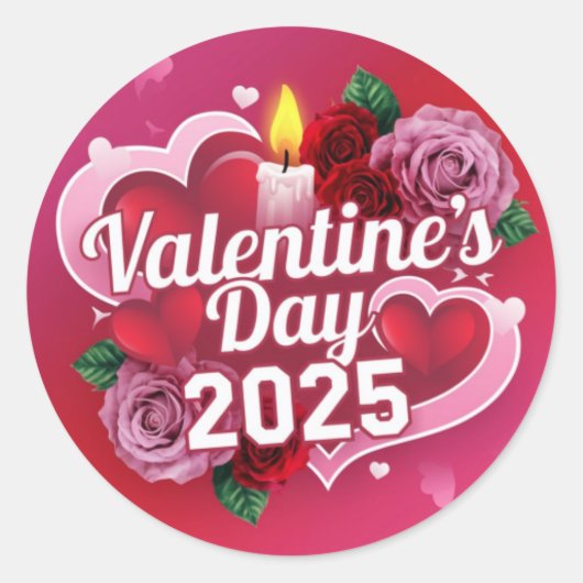 Gelukkige Valentijnsdag Ronde Sticker (Voorkant)