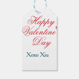 Gelukkige Valentijnsdag rood blauw xoxo liefde naa Cadeaulabel