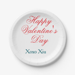 Gelukkige Valentijnsdag rood blauw xoxo liefde naa Papieren Bordje