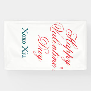 Gelukkige Valentijnsdag rood blauw xoxo liefde naa Spandoek