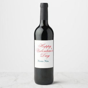 Gelukkige Valentijnsdag rood blauw xoxo liefde naa Wijn Etiket