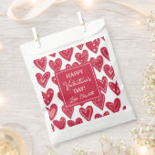 Gelukkige Valentijnsdag rood hart patroon Bedankzakje (Geknipt)