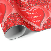 Gelukkige Valentijnsdag / Rood Hart Patroon Vakant Cadeaupapier (Rol Hoek)