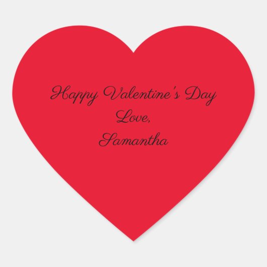 Gelukkige Valentijnsdag Rood Personaliseer Hart Sticker (Voorkant)