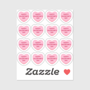 Gelukkige Valentijnsdag roze 16 gespreksharten Sticker