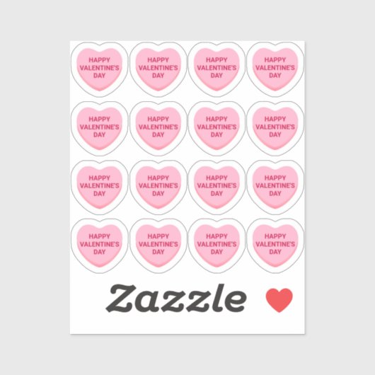 Gelukkige Valentijnsdag roze 16 gespreksharten Sticker (Vel)