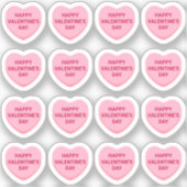 Gelukkige Valentijnsdag roze 16 gespreksharten Sticker (Voorkant)