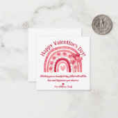 gelukkige valentijnsdag , roze boho regenboogharte notitiekaartje (Voorkant / Achterkant in situ)