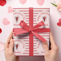 Gelukkige Valentijnsdag roze en rode strepen