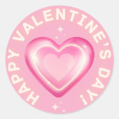 Gelukkige Valentijnsdag, roze en rood, rode harten Ronde Sticker (Voorkant)