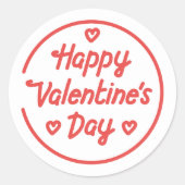 Gelukkige Valentijnsdag, roze en rood, rode harten Ronde Sticker (Voorkant)