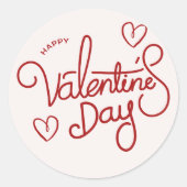 Gelukkige Valentijnsdag, roze en rood, rode harten Ronde Sticker (Voorkant)