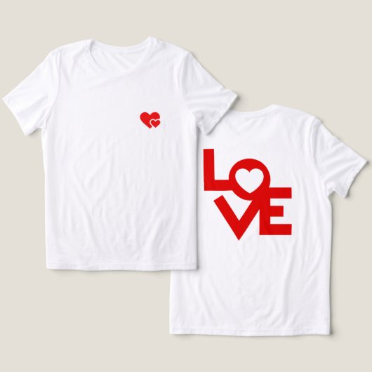 Gelukkige Valentijnsdag, roze en rood, rode harten Tri-Blend Shirt (Ontwerp Voorkant & Achterkant)