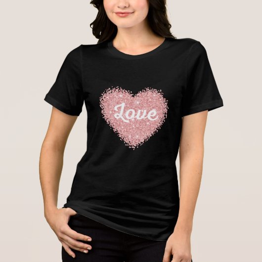 Gelukkige Valentijnsdag, roze en rood, rode harten Tri-Blend Shirt (Voorkant)