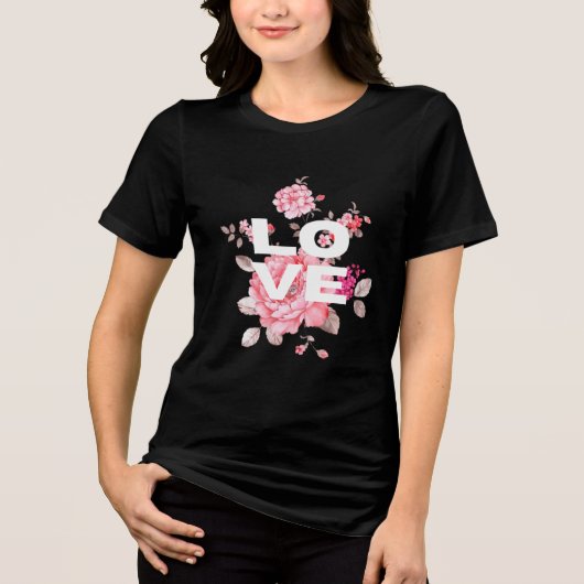 Gelukkige Valentijnsdag, roze en rood, rode harten Tri-Blend Shirt (Voorkant)