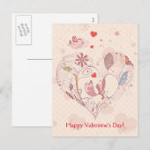 Gelukkige Valentijnsdag Roze grillige bloemen Voge Feestdagenkaart (Voorkant / Achterkant)