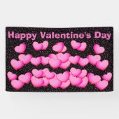 Gelukkige Valentijnsdag  roze hart clusters Spandoek (Horizontaal)