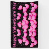 Gelukkige Valentijnsdag  roze hart clusters Spandoek (Verticaal)