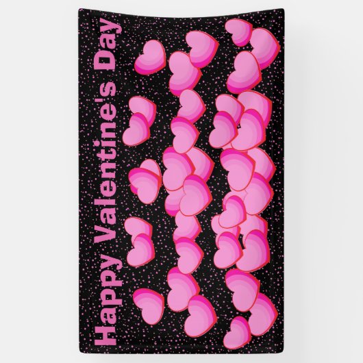 Gelukkige Valentijnsdag  roze hart clusters Spandoek (Verticaal)