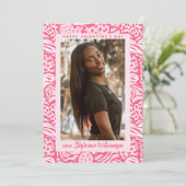 Gelukkige Valentijnsdag Roze Jungle Hart Foto Feestdagenkaart (Staand voorkant)