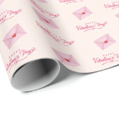 Gelukkige Valentijnsdag Roze liefdesbrief Cadeaupapier (Rol Hoek)