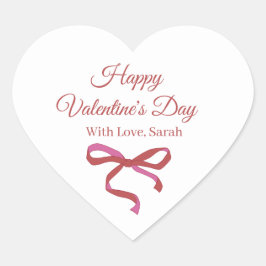 Gelukkige Valentijnsdag Roze Lint Hart Sticker
