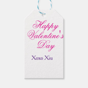 Gelukkige Valentijnsdag roze paars xoxo liefde naa Cadeaulabel