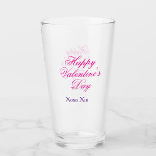 Gelukkige Valentijnsdag roze paars xoxo liefde naa Glas