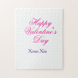 Gelukkige Valentijnsdag roze paars xoxo liefde naa Legpuzzel