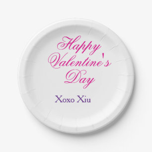 Gelukkige Valentijnsdag roze paars xoxo liefde naa Papieren Bordje