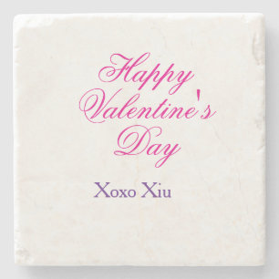 Gelukkige Valentijnsdag roze paars xoxo liefde naa Stenen Onderzetter