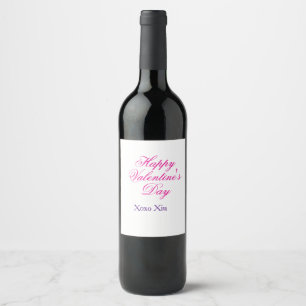 Gelukkige Valentijnsdag roze paars xoxo liefde naa Wijn Etiket