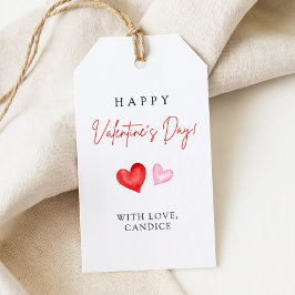 Gelukkige Valentijnsdag Roze & Rode Harten Cadeaulabel