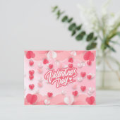 Gelukkige Valentijnsdag Roze Rode Harten Feestdagenkaart (Staand voorkant)